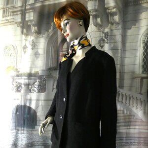 Talbots Size 22WP Women’s Petite Black Boucle Blazer Wool Mix Stand Up Collar